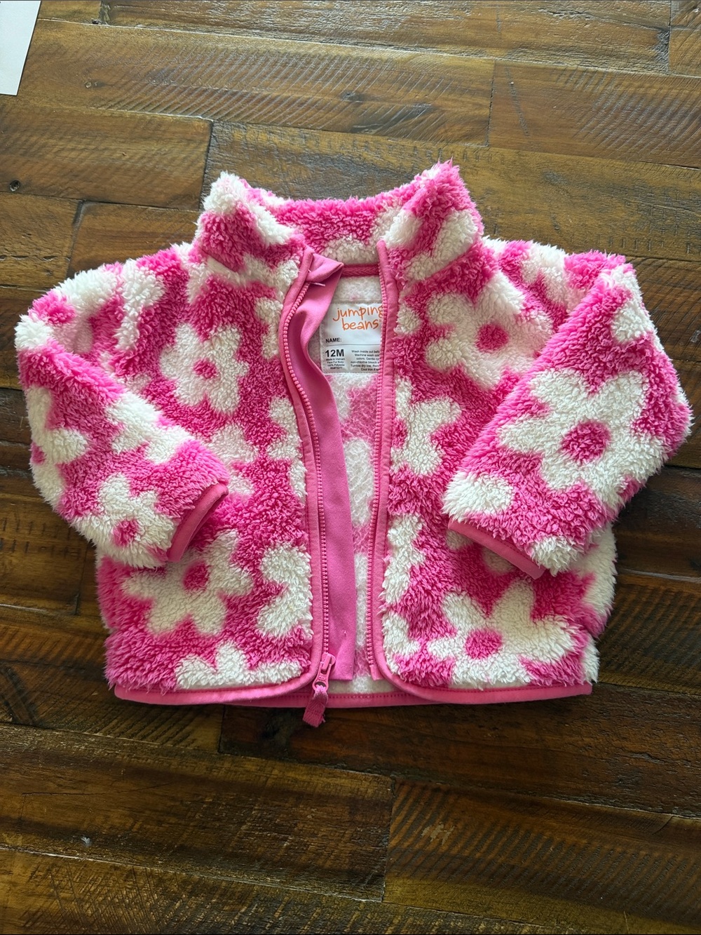 jumping beans Pink & White Floral Sherpa Jacket